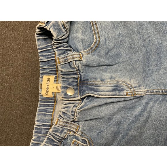 Open Edit elastic waist blue moon wash denim jeans kids size 7 - Picture 3 of 3